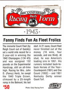 1993 Horse Star Daily Racing Form 100th Anniversary #50 Count Fleet Back